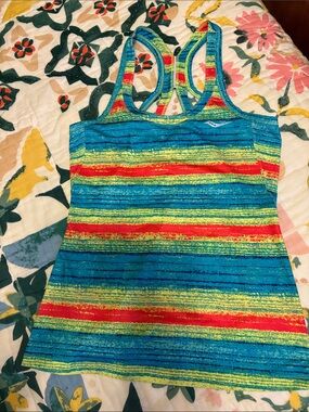 Saucony Multicolor Women's Sports tank -Blue, Yellow, Red